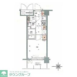 ハーモニーレジデンス武蔵小杉 1Kの間取図画像