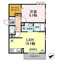 ヴューテラスナカイ 1LDKの間取図画像