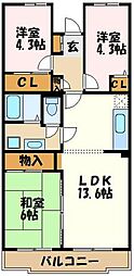 アガット日吉 3LDKの間取図画像