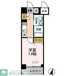 カスタリア武蔵小杉 1Kの間取図画像