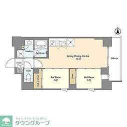 スタイリオフィット武蔵小杉II 2LDKの間取図画像