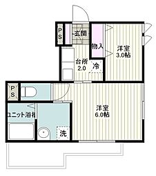 カーサチョコラテ 1Kの間取図画像