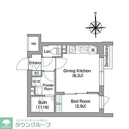 スタイリオフィット新丸子 1DKの間取図画像