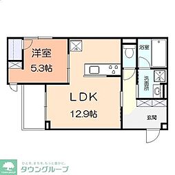 モンブルーカルム 1LDKの間取図画像