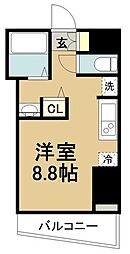 溝口レジデンス ワンルームの間取図画像