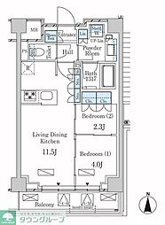 ラティエラ武蔵小杉 2LDKの間取図画像
