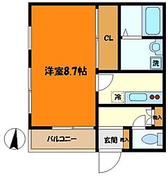 オーチャードコート丸子通2丁目1号棟 1Kの間取図画像