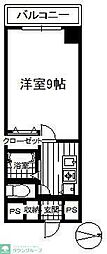 リバービューハイツ3 1Kの間取図画像