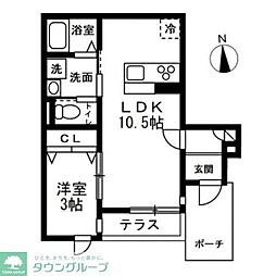 ForestIII西寺尾 1LDKの間取図画像