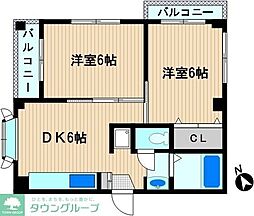 コーポ吉田 2DKの間取図画像
