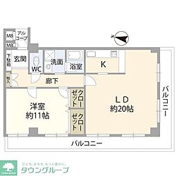 ライオンズマンション新川崎 1LDKの間取図画像