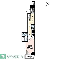 プレール・ドゥーク池上II 1DKの間取図画像