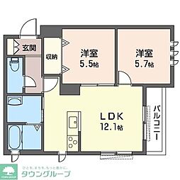 らむずいあ 2LDKの間取図画像