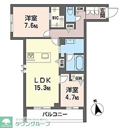 川崎市高津区下作延1丁目マンション 2LDKの間取図画像
