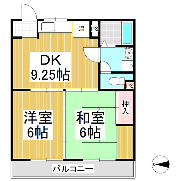 ピアサーティーIマンション ｜長野県上田市大屋(賃貸マンション2DK・2階・46.00㎡)の写真 その2