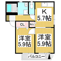 カーサヴィエント  ｜ 長野県上田市殿城（賃貸アパート2K・2階・43.01㎡） その2