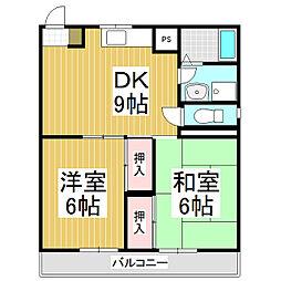 コーポ・サンライズ 2DKの間取図画像