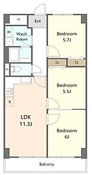 秀和蓮根レジデンス 8階3LDKの間取り