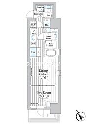 ライオンズフォーシア築地ステーション 6階1DKの間取り