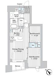 ザ・グランクラッセ日本橋イースト 2LDKの間取図画像
