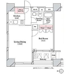 パークキューブ八丁堀 1LDKの間取図画像