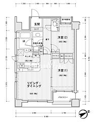 ドゥーエ銀座イースト2 2LDKの間取図画像