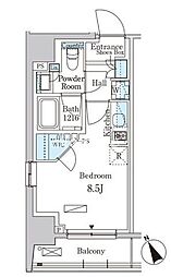 パークアクシス日本橋茅場町ステーションゲート ワンルームの間取図画像