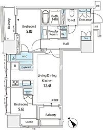 ミレアコート銀座プレミア 2LDKの間取図画像