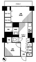 シャンボール第2築地 2Kの間取図画像