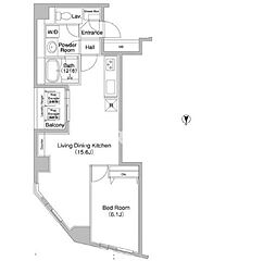 コンフォリア銀座EAST 1LDKの間取図画像