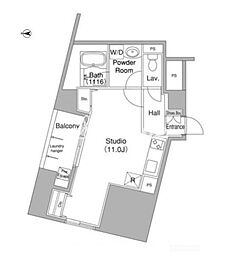 コンフォリア銀座EAST ワンルームの間取図画像
