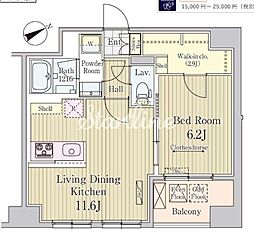 京橋レジデンス 1LDKの間取図画像