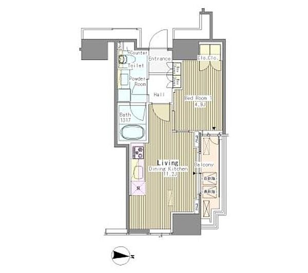 ホワイトタワー浜松町 2209｜東京都港区浜松町１丁目(賃貸マンション1LDK・22階・39.32㎡)の写真 その2