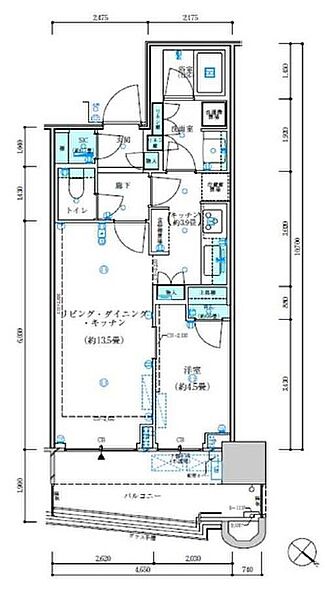 パークタワー勝どきミッド 928｜東京都中央区勝どき４丁目(賃貸マンション1LDK・9階・44.31㎡)の写真 その2