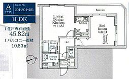 アイルグランデ品川 1LDKの間取図画像