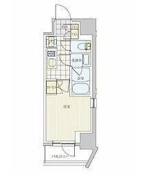 リビオメゾン戸越銀座 12階1Kの間取り