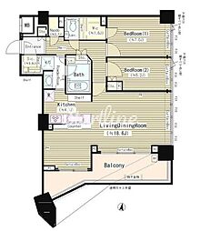 パークホームズ品川ザレジデンス 2LDKの間取図画像