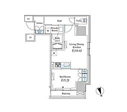 ベルファース芝浦タワー 1LDKの間取図画像