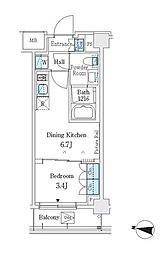 J.GRANCourt品川西大井WEST 1DKの間取図画像