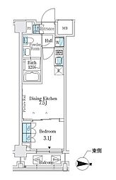 J.GRANCourt品川西大井EAST 1DKの間取図画像