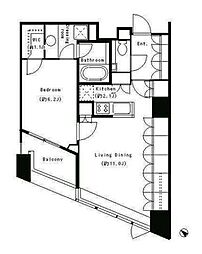 パークキューブ目黒タワー 1LDKの間取図画像