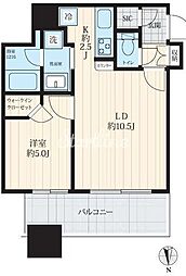クレストプライムタワー芝 1LDKの間取図画像