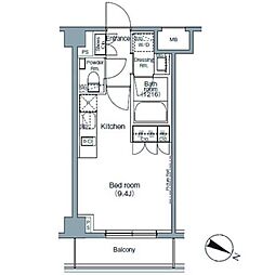 ディームス麻布狸穴町 ワンルームの間取図画像