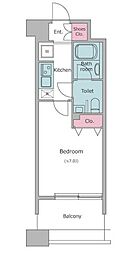 レジディア島津山 1Kの間取図画像