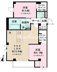 錦邸南麻布 2LDKの間取図画像