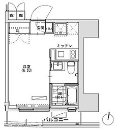 グランディオール広尾テラス ワンルームの間取図画像
