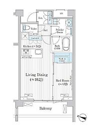 バウスステージ広尾 1LDKの間取図画像