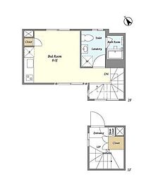 TAKANAWACUBEEast ワンルームの間取図画像
