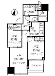 大崎ウエストシティタワーズE棟 2LDKの間取図画像