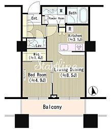 パークコート麻布十番ザ・タワー 1LDKの間取図画像